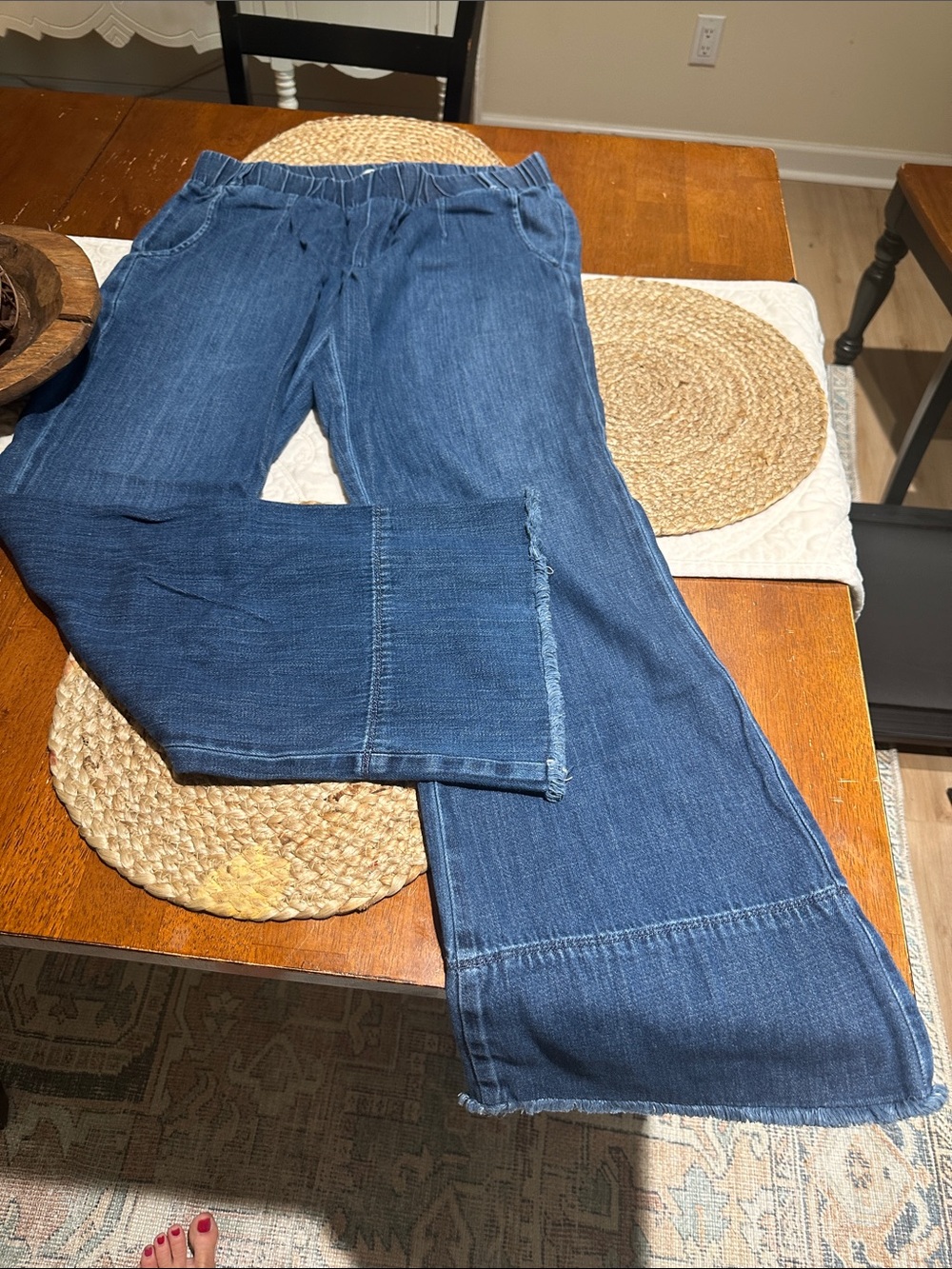 cloth & stone Dark Blue Wide-Leg Denim Jeans